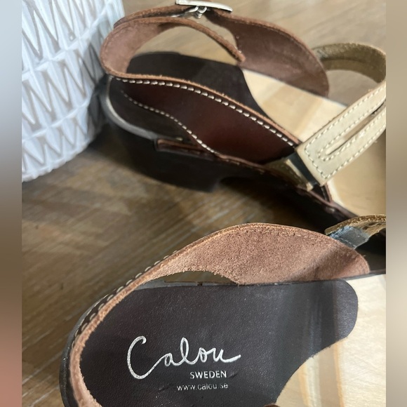 CALOU Stylish Women's Clog Sandals with Buckle - Black and Tan Size 7.5 - Picture 12 of 14